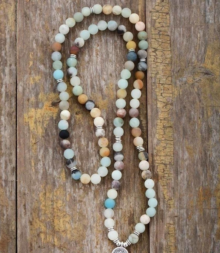 108 Natural Matte Amazonite Stone Mala Prayer Beads