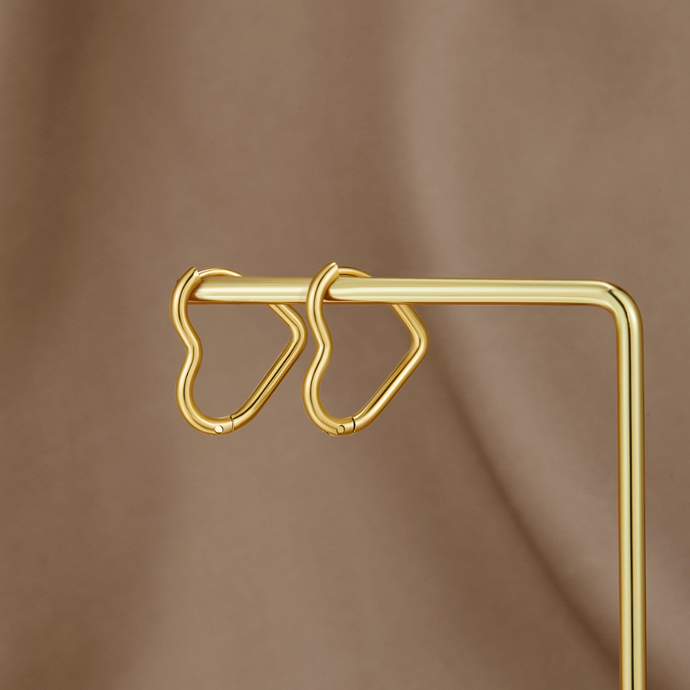 Heart Gold Hoops