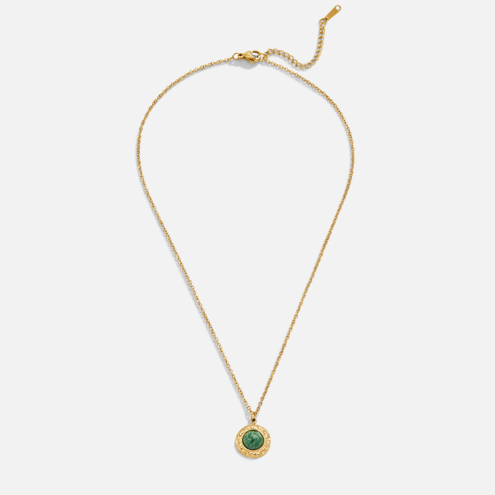 Green Aventurine Coin Necklace