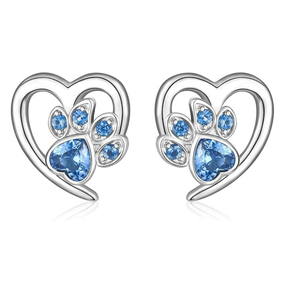 Paw and Heart Earrings with Zirconia™