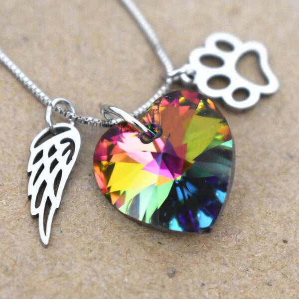 Rainbow Memorial Necklace with Heart Pendant™