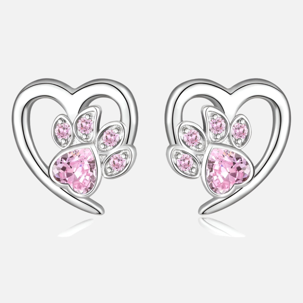 Paw and Heart Earrings with Zirconia™