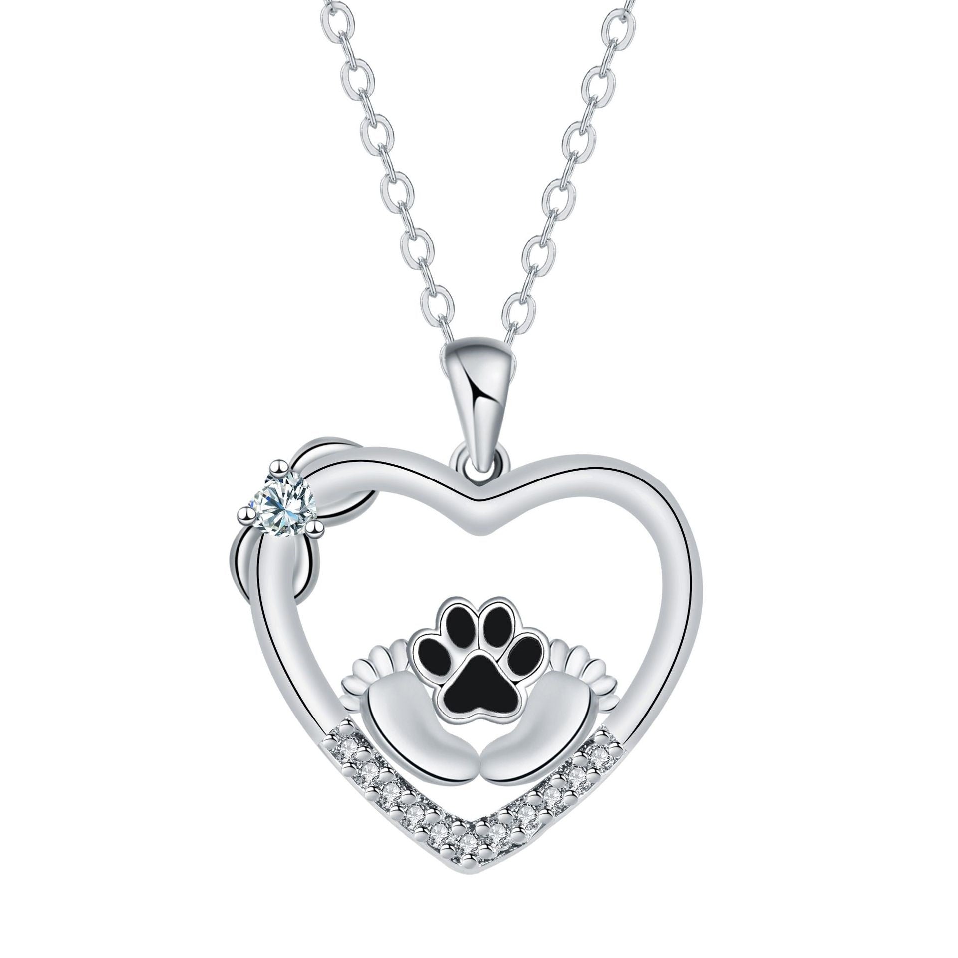 Little Feet Dog Paw Print Necklace and Zirconia™