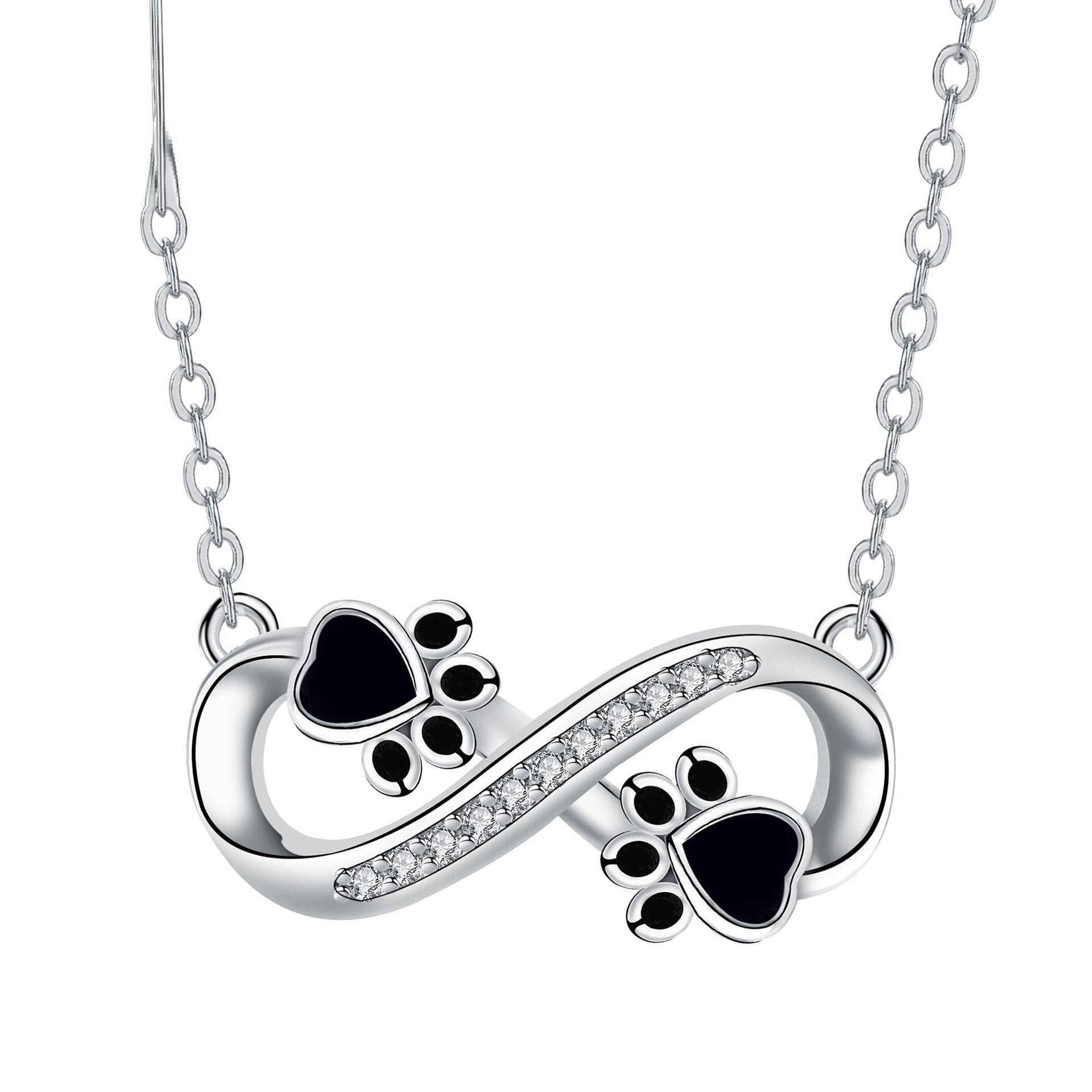 Infinity Paw Print Necklace with Zirconia™