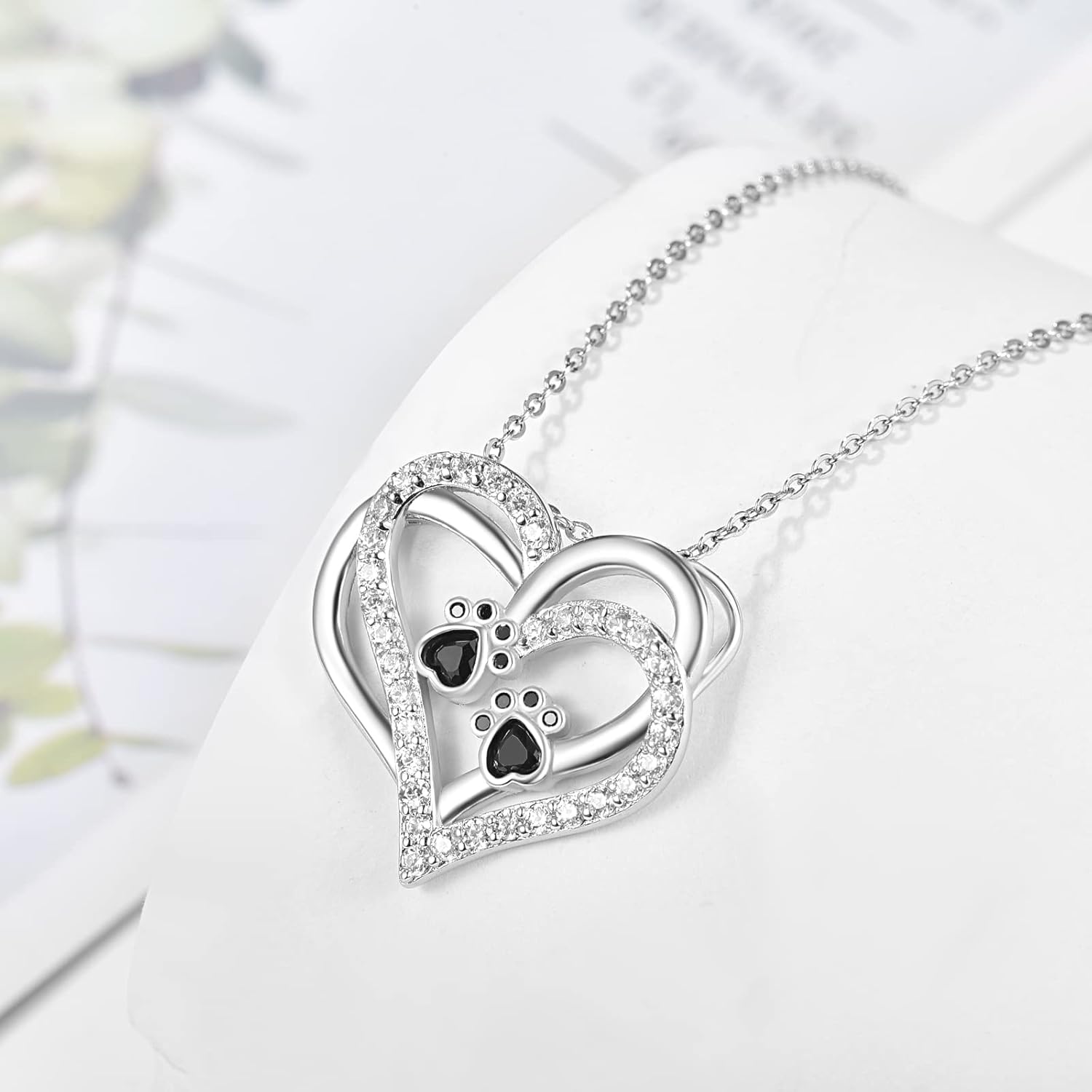 Dog Paw Heart Necklace with Zirconia™