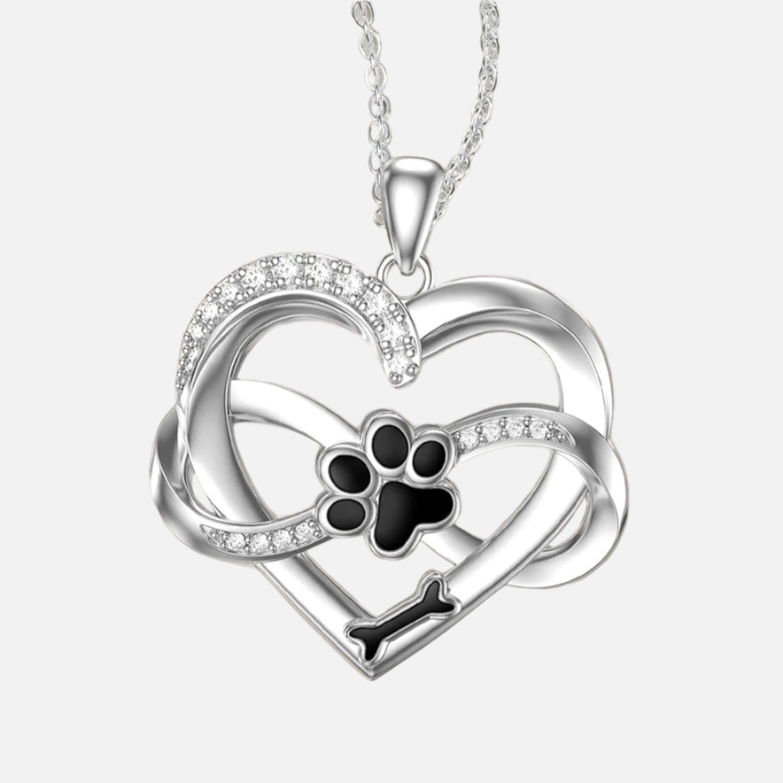 Infinity Heart & Paw Necklace in 925 Sterling Silver with Zirconia™