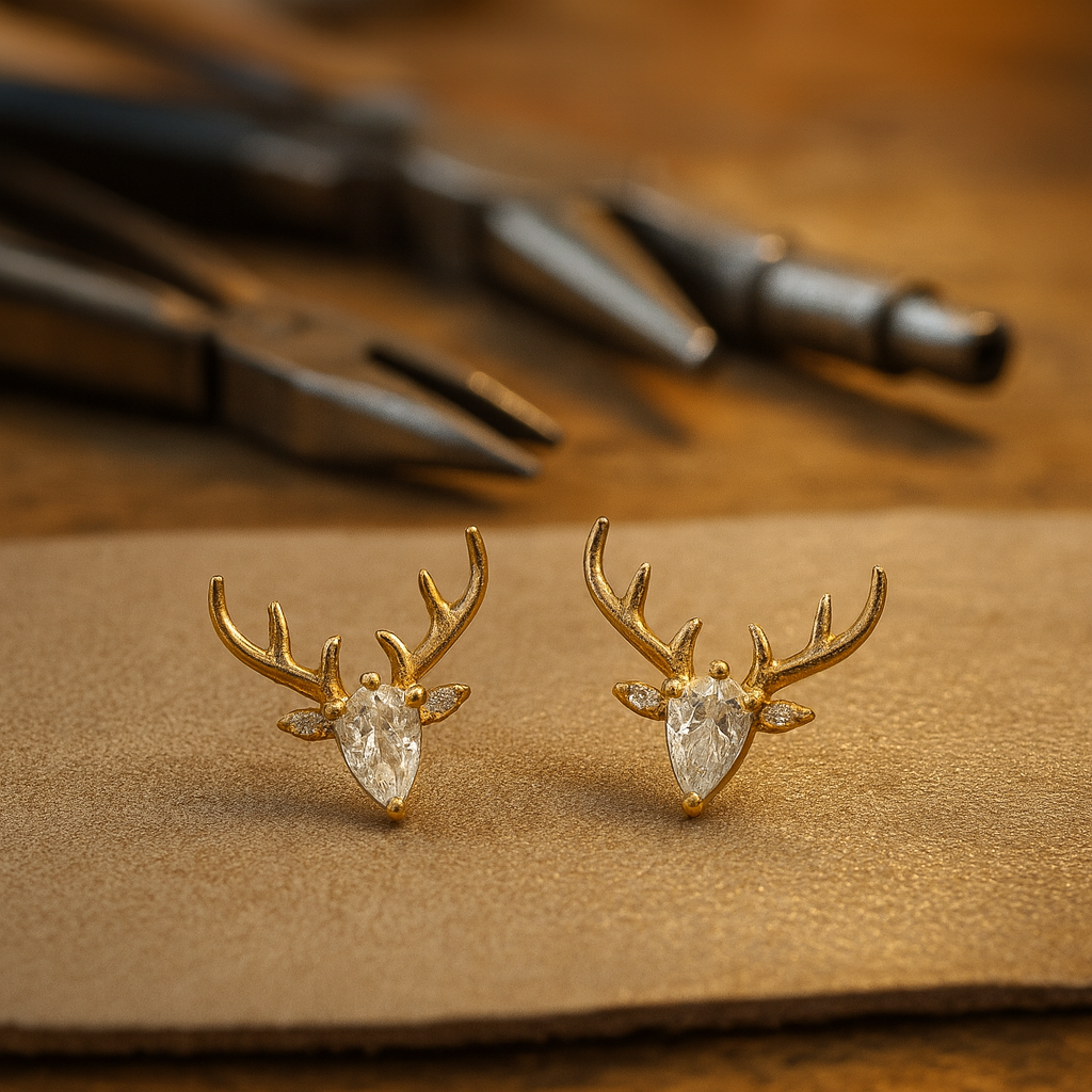 Antler Earrings With Clear Zircon™
