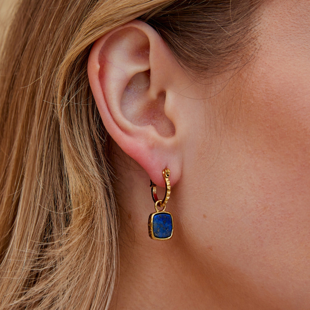 Astoria Blue Stone Hoop Earrings