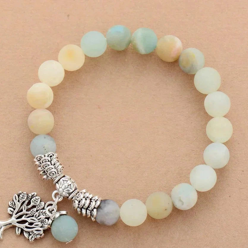 Natural Amazonite Tree Of Life Bead Bracelet