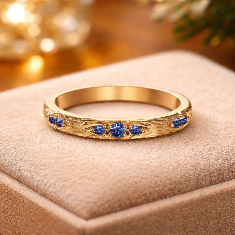 Exotic Fine Blue Zirconia Leaf Ring