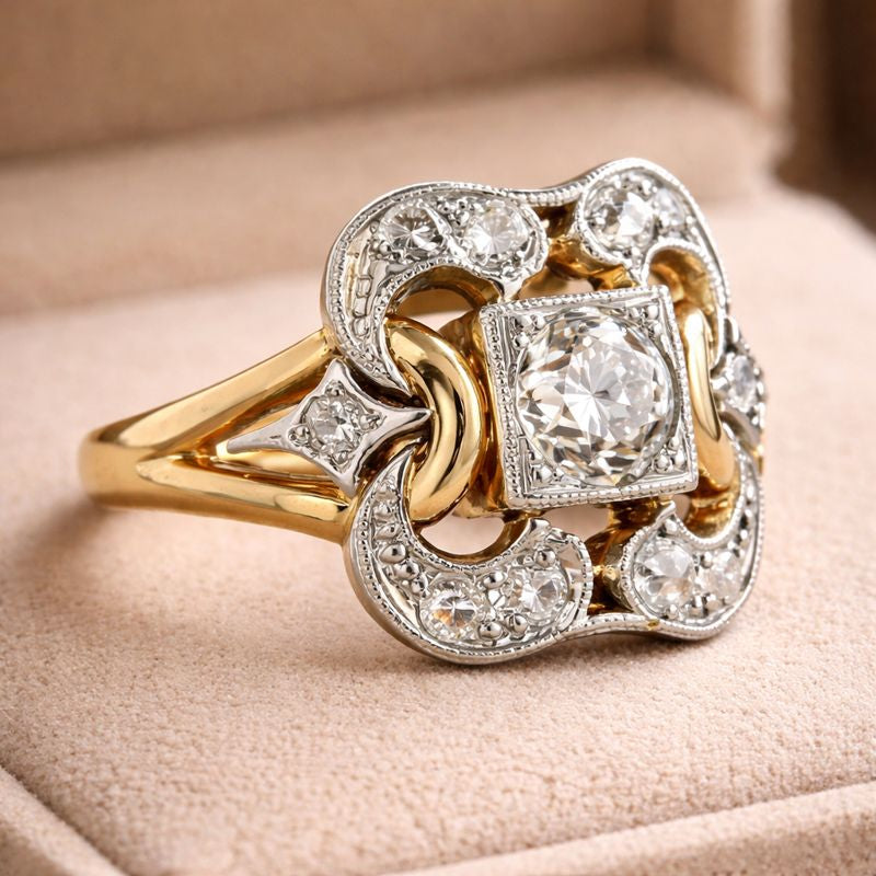 Vintage Zirconia Gold Ring
