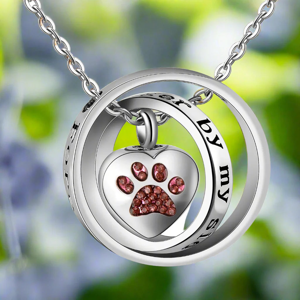 "No Longer By My Side, Forever In My Heart" – Stainless Steel Urn Paw Necklace™