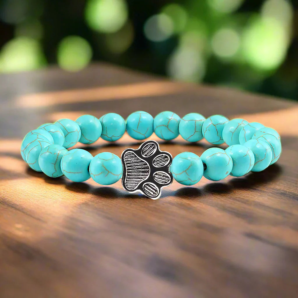 Beaded Paw Bracelet™ – Natural Stone Design