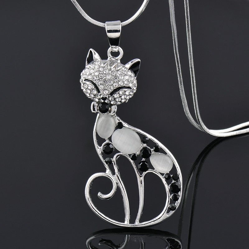 Cats of Love Necklace in Sterling Silver and Zirconia Encrusted™
