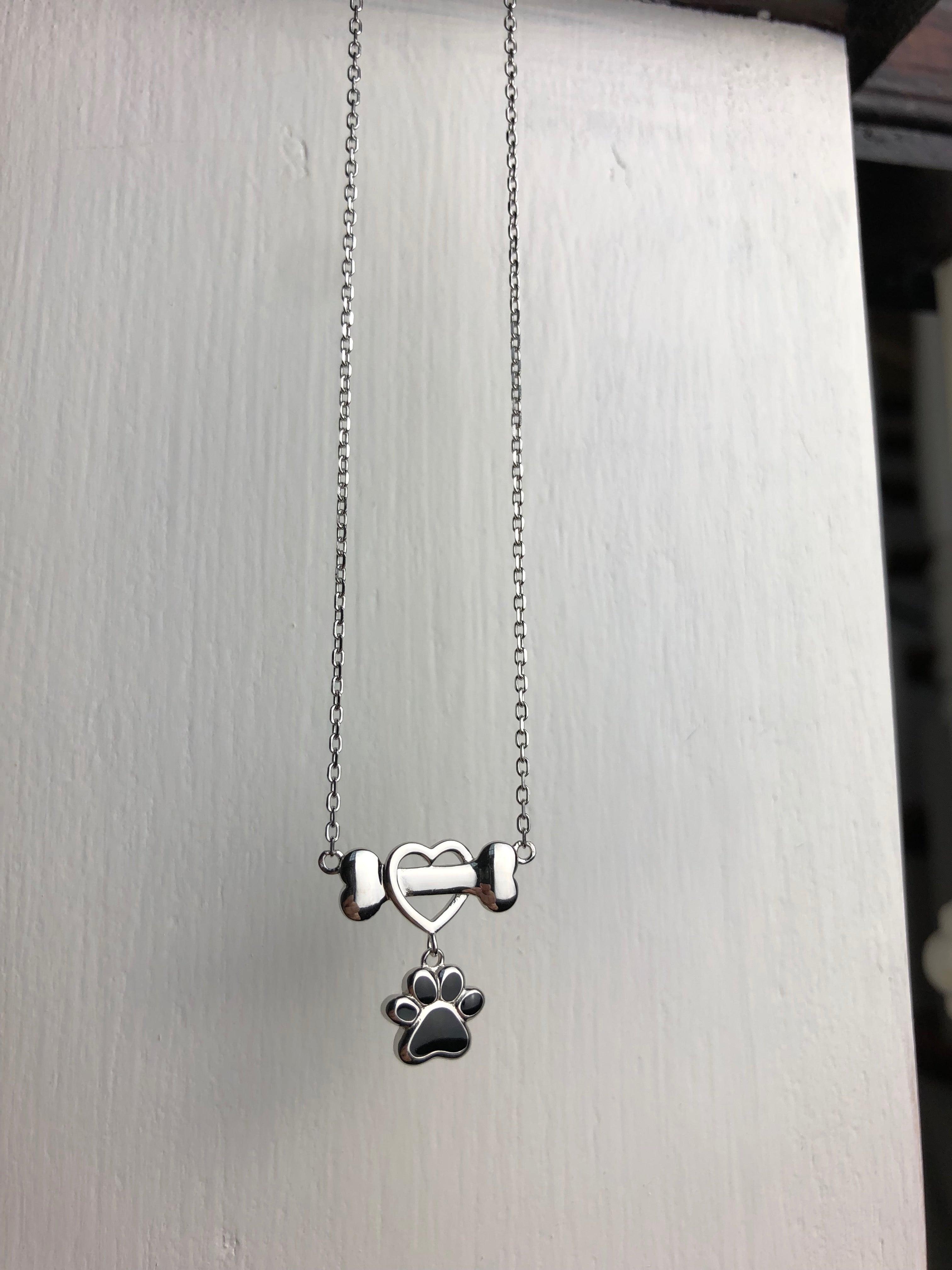Dainty Dog Paw Necklace in Stainless Steel™