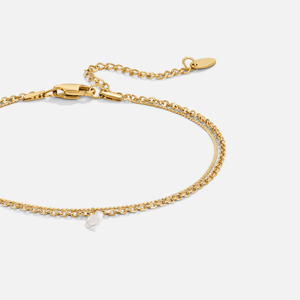 Layered Dainty Crystal Anklet