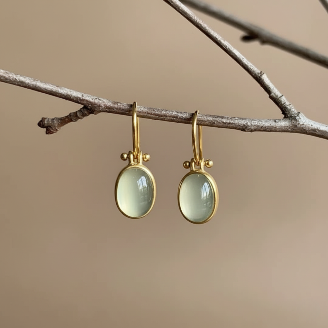 Vintage Green Moonstone Earrings