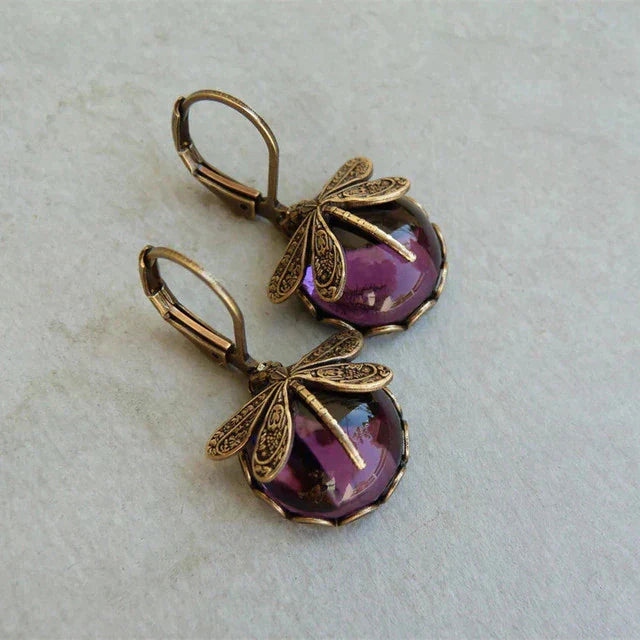 Spherical Dragonfly Earrings in Antique Gold™
