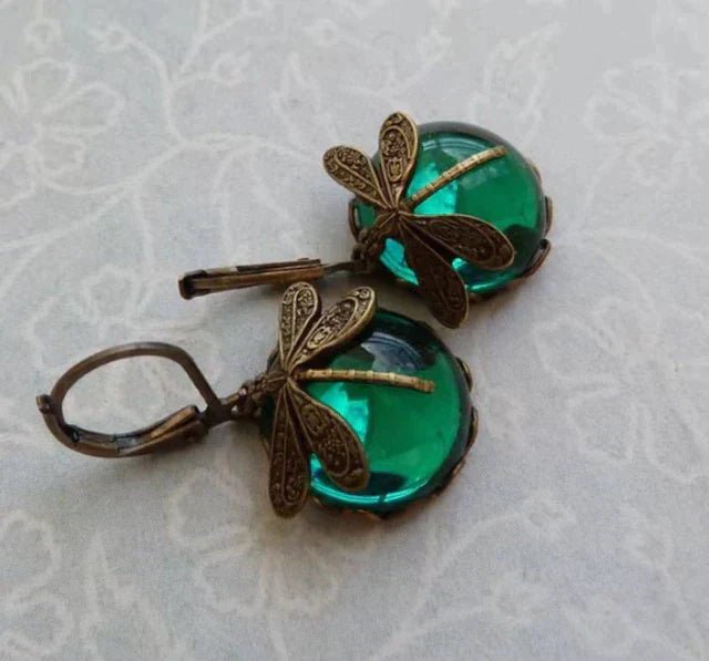Spherical Dragonfly Earrings in Antique Gold™