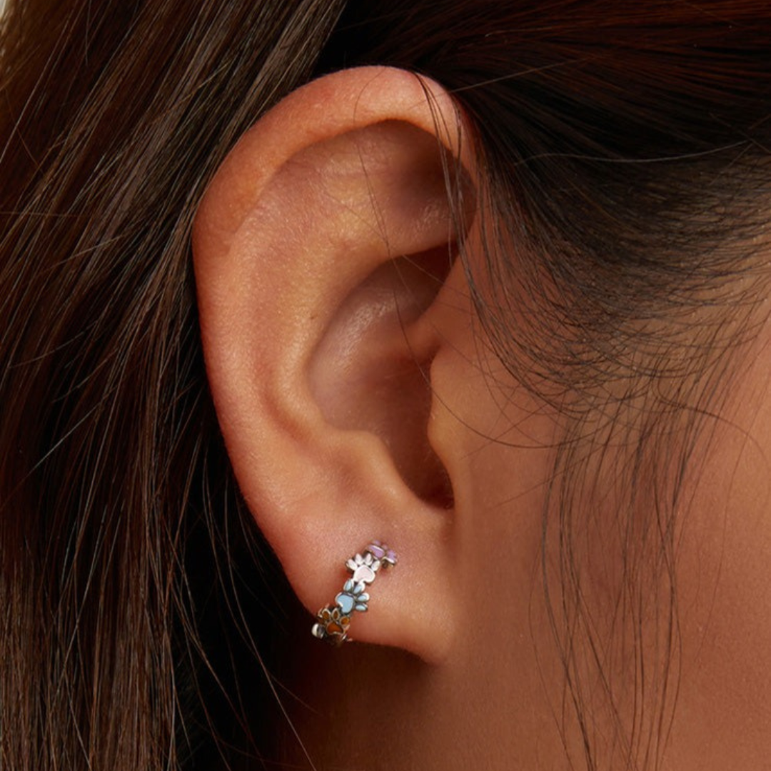 Colourful Paws Hoops Sterling Silver™