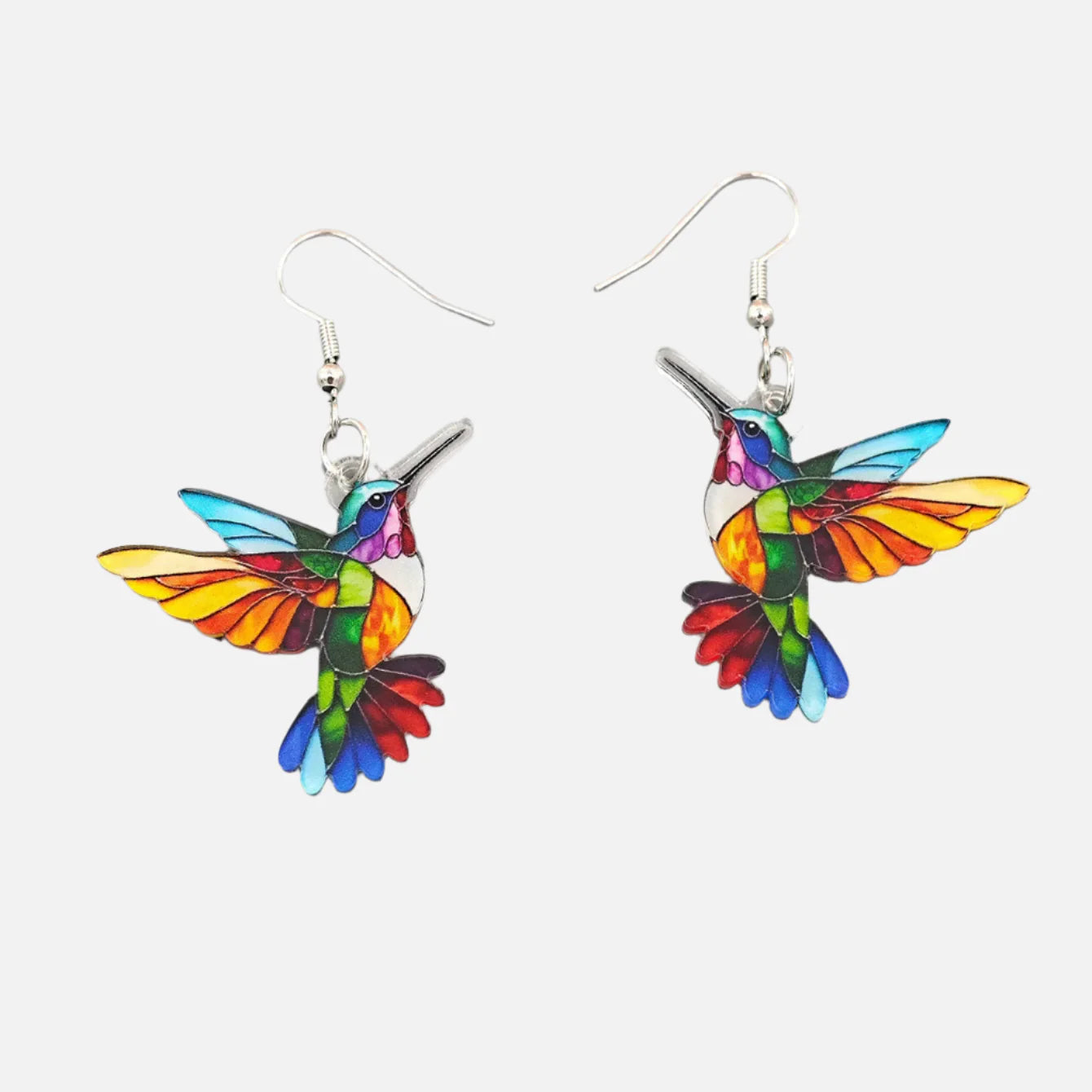 Acrylic Hummingbird Dangle Earrings™ – Bright 2D Bird Design