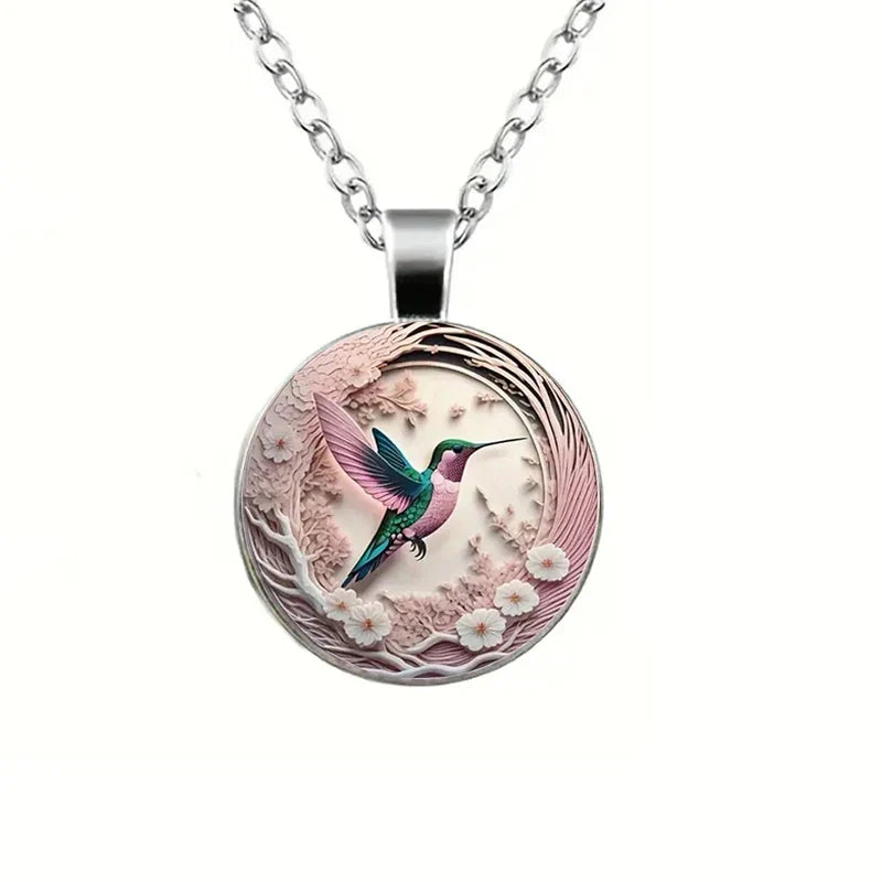 Hummingbird Glass Dome Pendant Necklace™