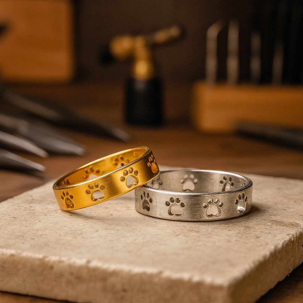 Gold-Tone Paw Print Ring™ – Stainless Steel