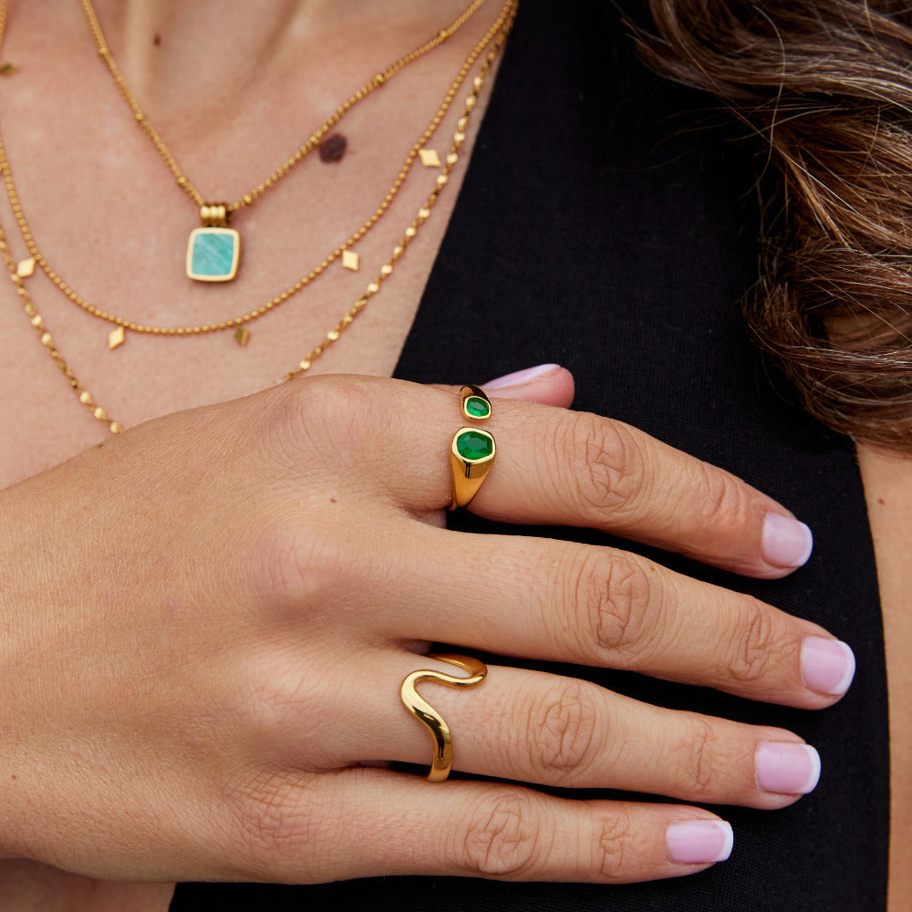 Vintage Green Emerald Wrap Ring