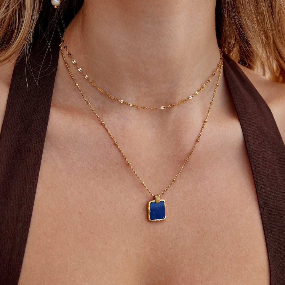 Astoria Blue Stone Pendant Necklace