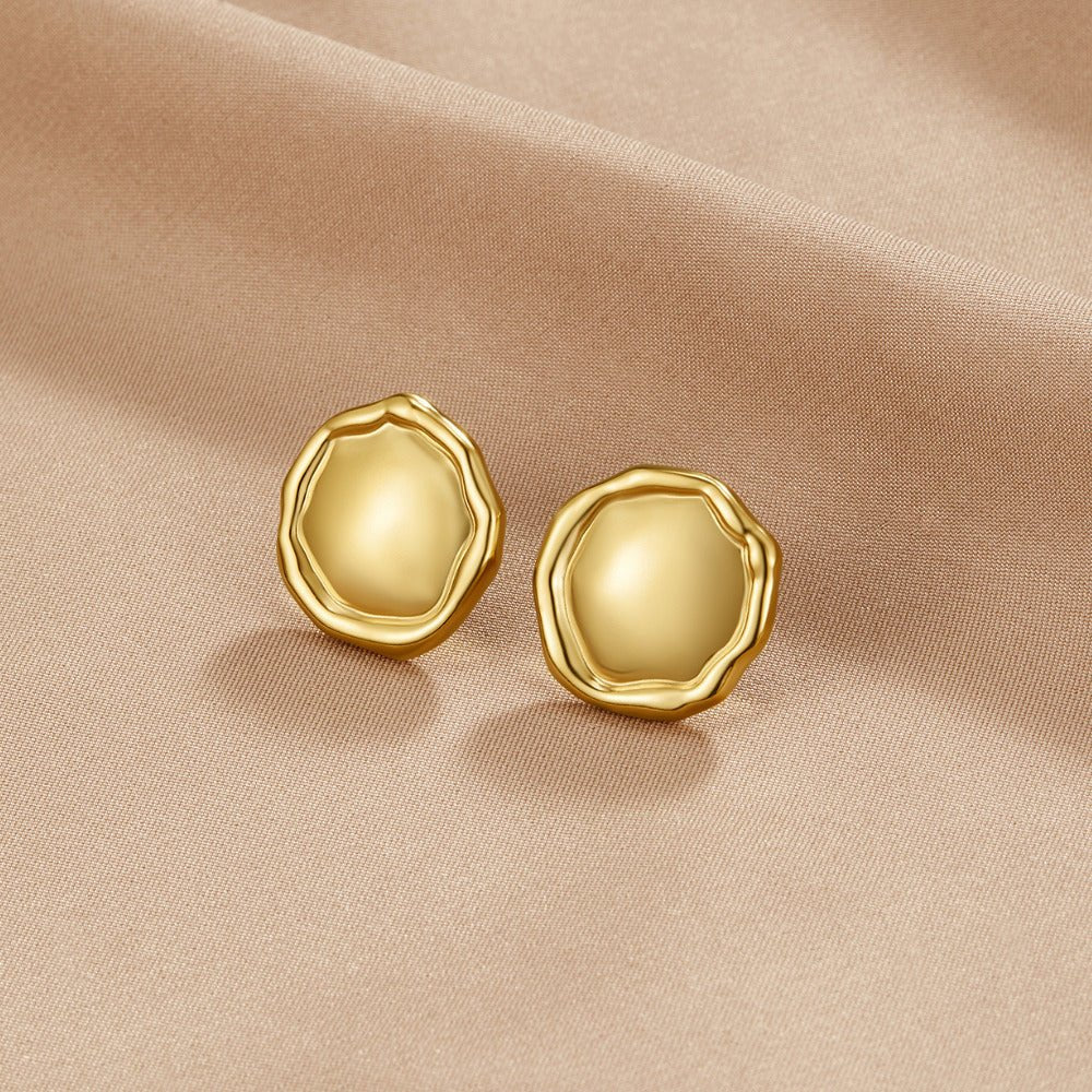 Ava Gold Button Earrings