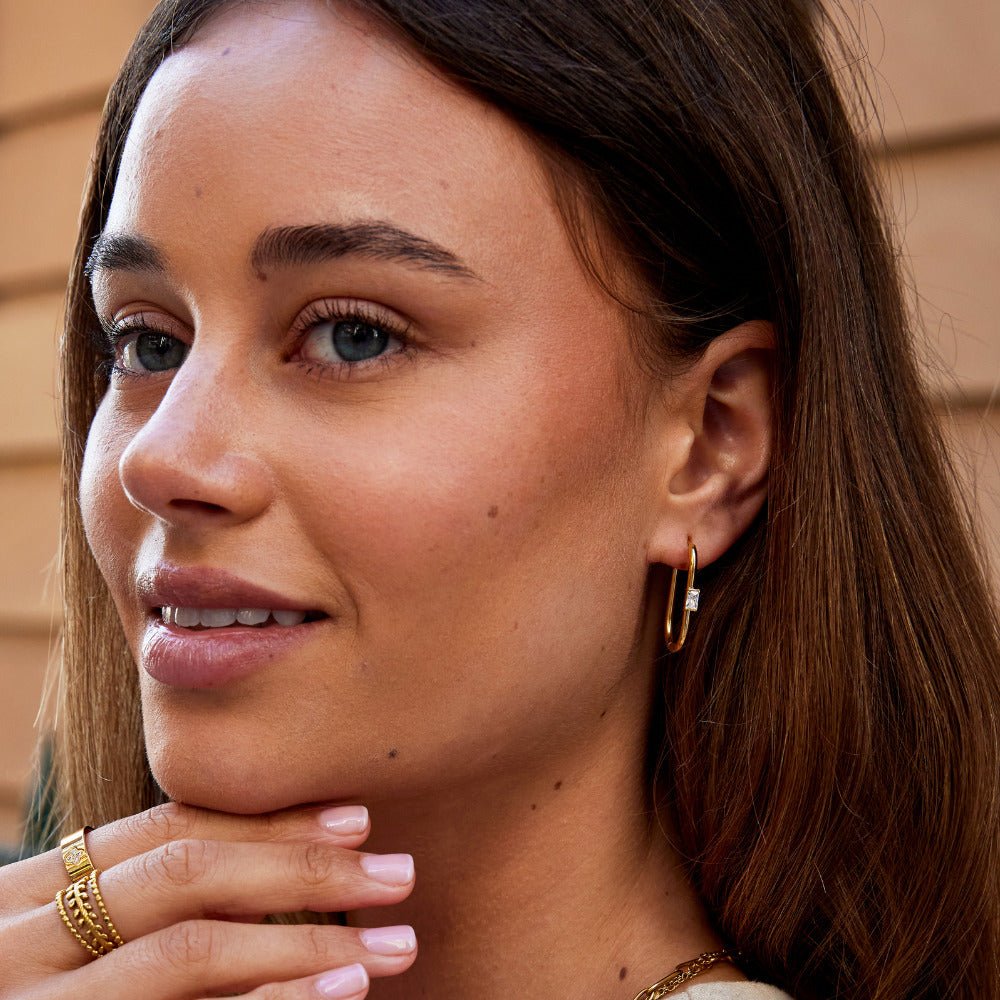 Crystal & Gold Diana Hoop Earrings