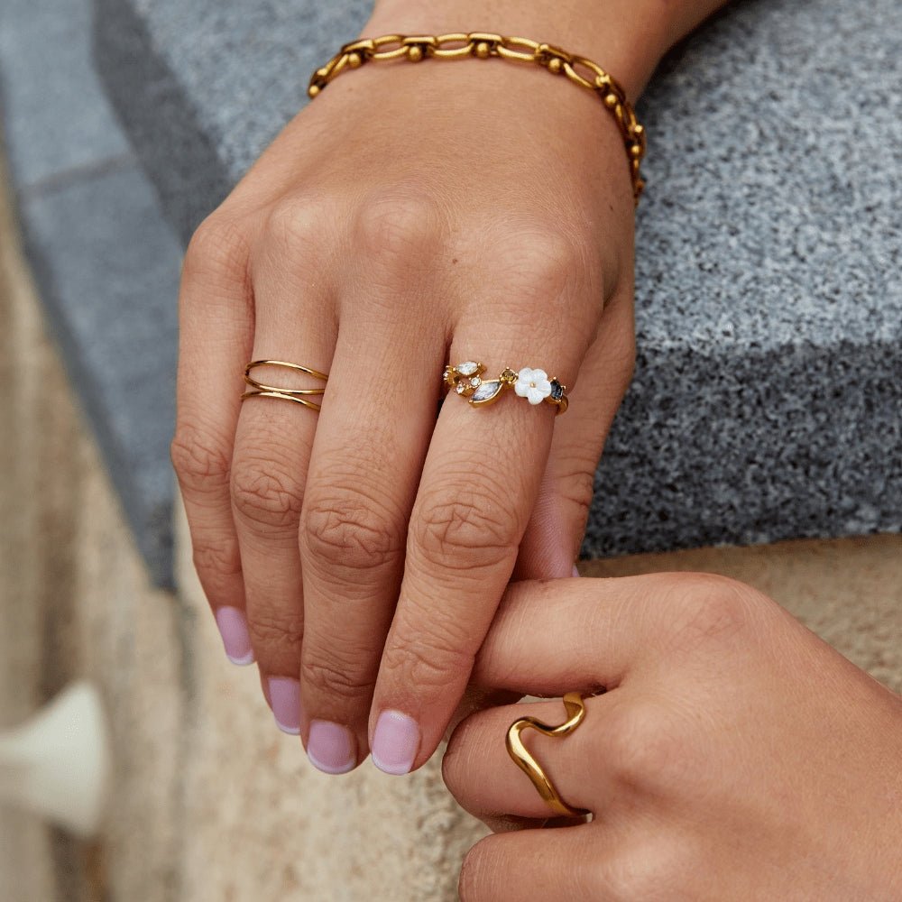 Crystal White Blossom Ring
