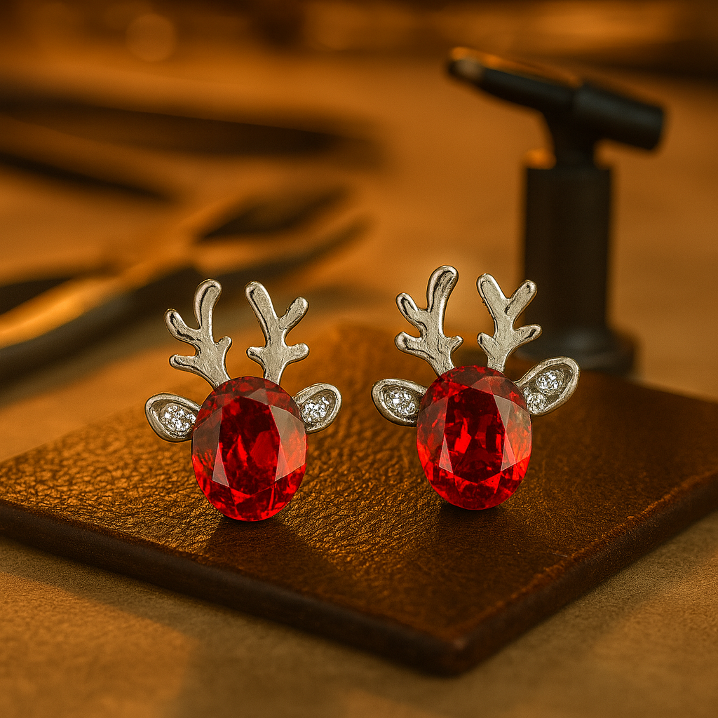 Festive Reindeer Crystal Stud Earrings™