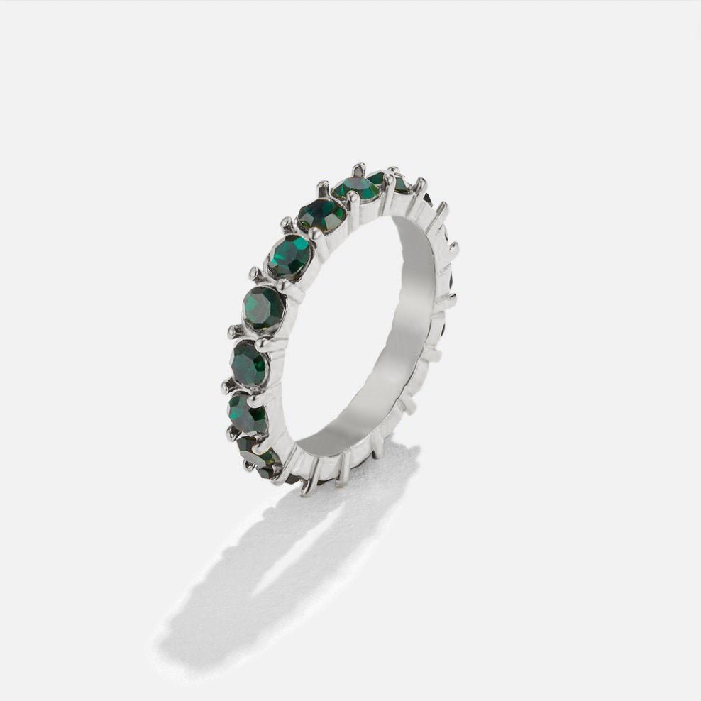 Emerald Beauty Silver Crystal Ring