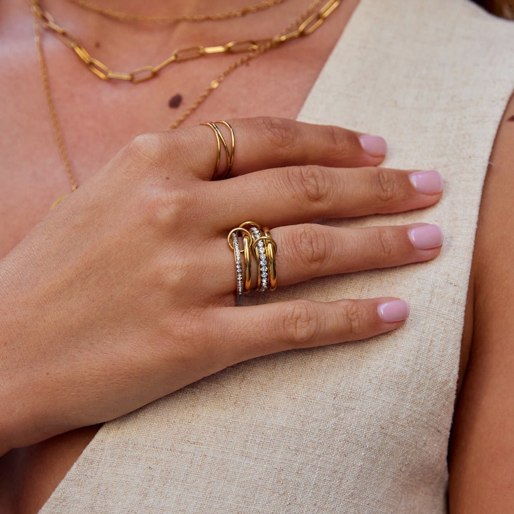 'Forever' Link Crystal & Gold Ring