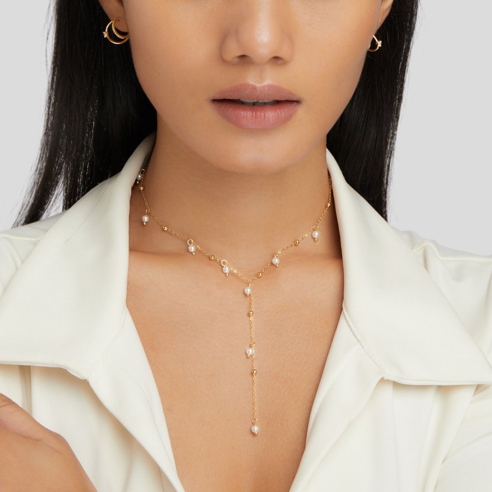 Lariat Pearl Drop Necklace