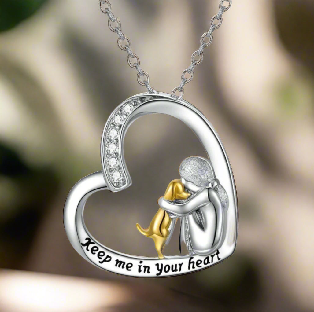 925 Sterling Silver Necklace™ – Heart & Dog Design with Zirconia