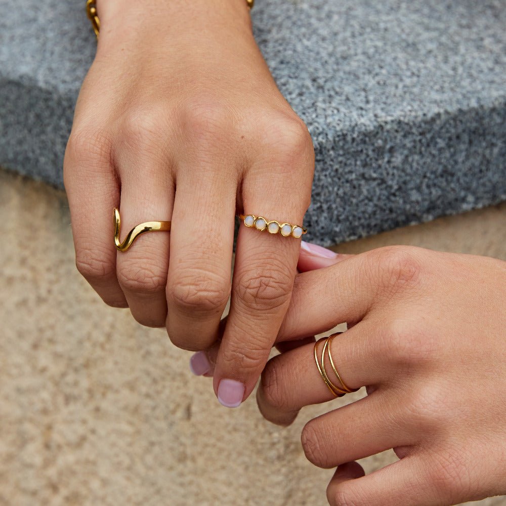 Golden Moonstone Eternity Ring