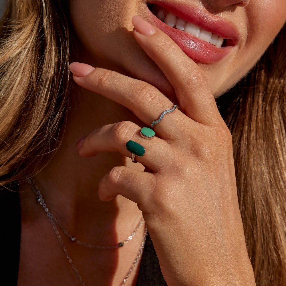 Green Willow Silver Wrap Ring