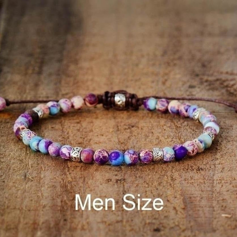 Handmade Purple Jasper Stone Adjustable Bracelet