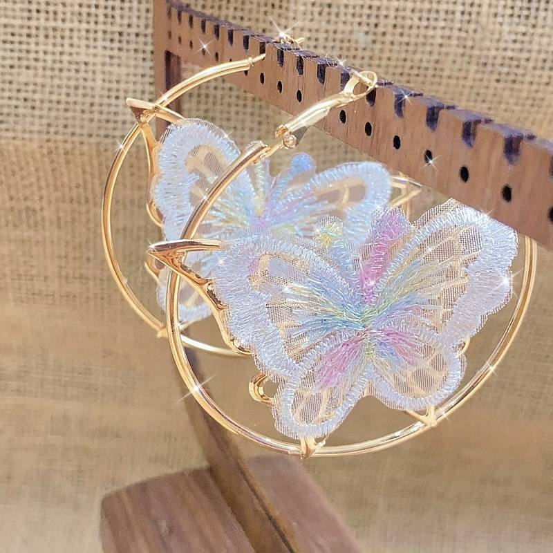 Vintage White Butterfly Hoop Earrings™