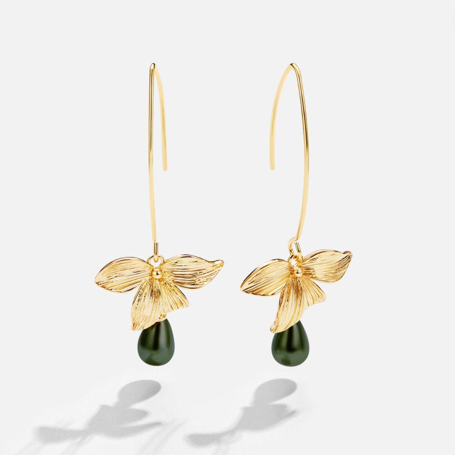 Jade Pearl & Petal Drop Earrings