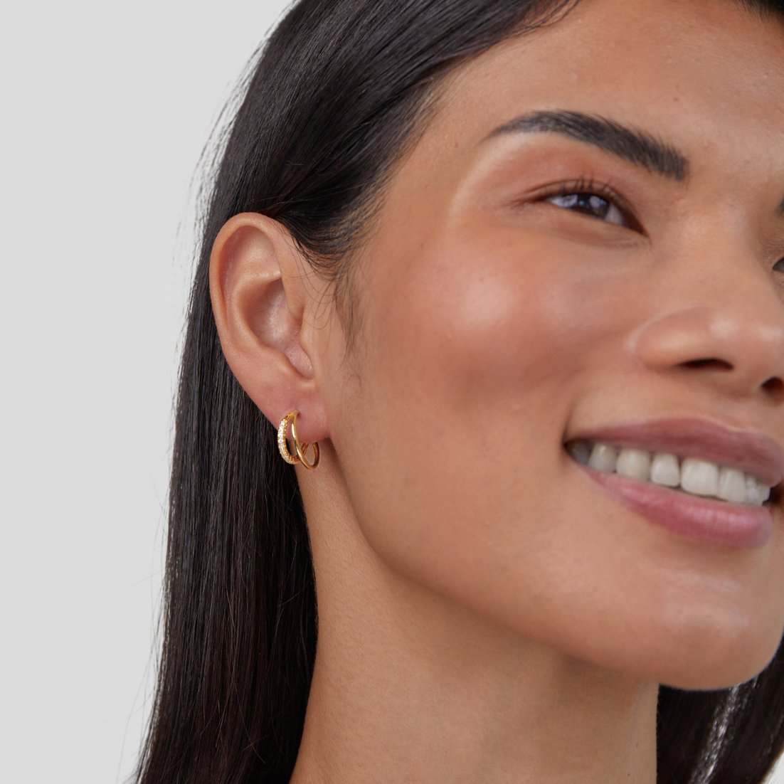 Leyla Crystal Double Hoop Earrings