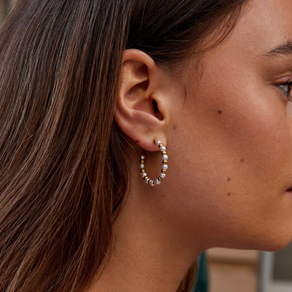 Maia Pearl & Gold Bead  Earrings