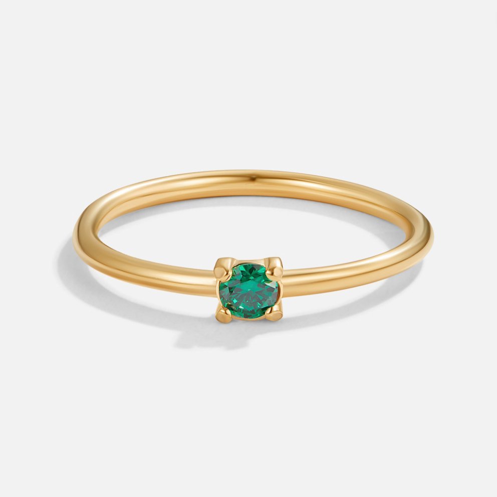 May Birthstone 18K Gold Ring