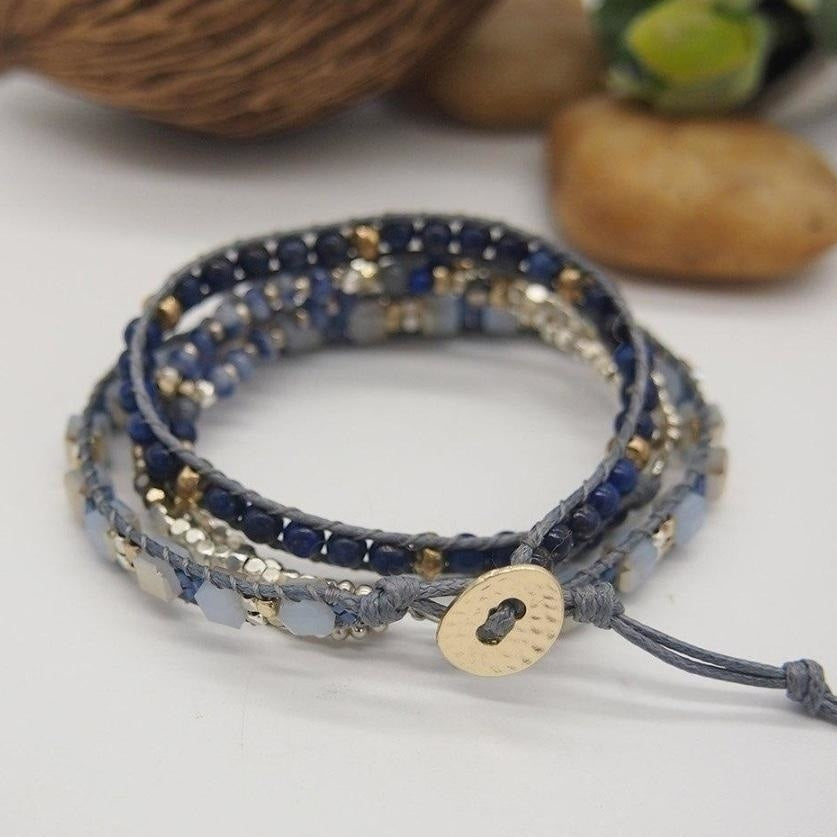 Natural Lapis Lazuli & Blue Aventurine Wrap Bracelet
