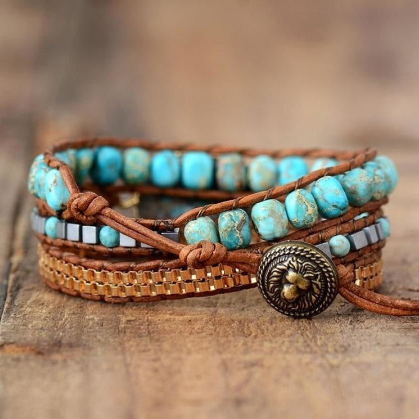 Natural Turquoise Howlite Wrap Bracelet