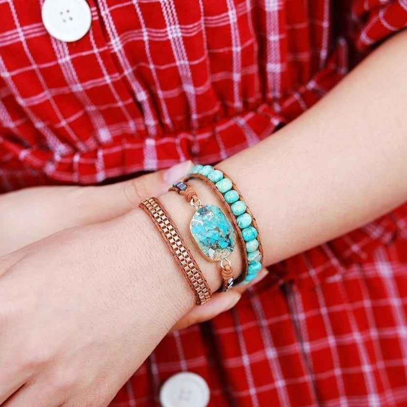 Natural Turquoise Howlite Wrap Bracelet