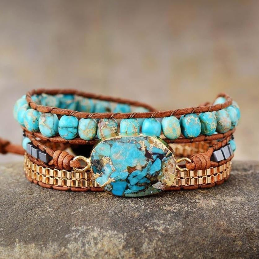 Natural Turquoise Howlite Wrap Bracelet
