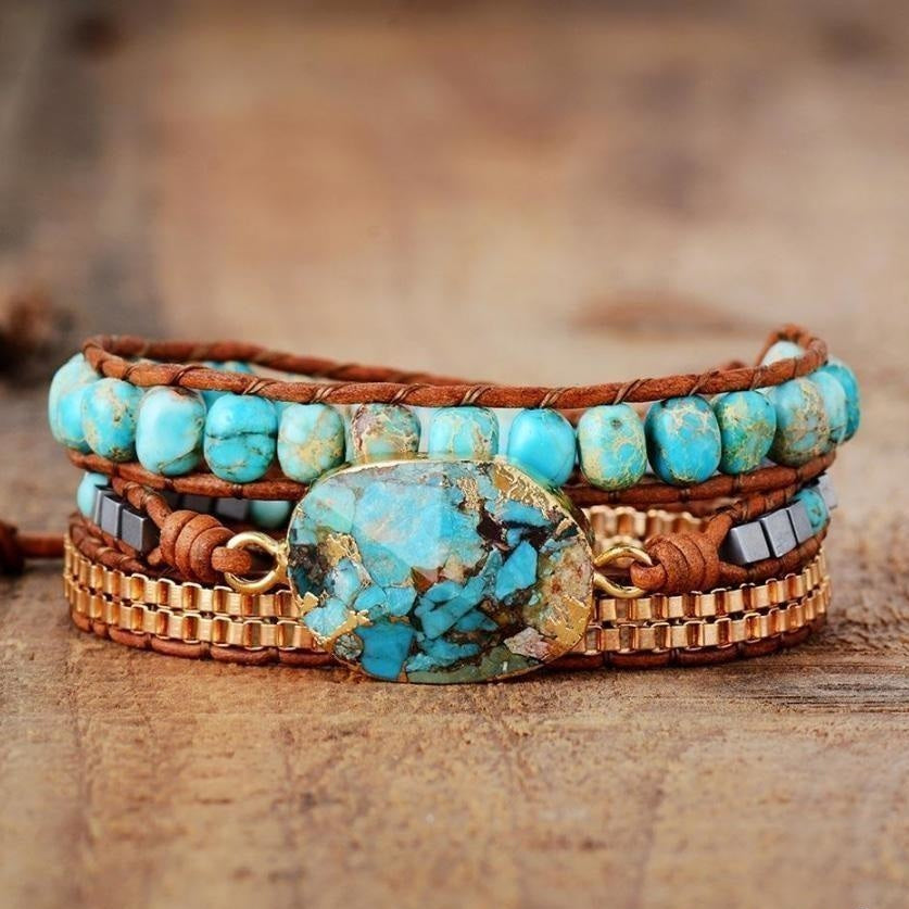 Natural Turquoise Howlite Wrap Bracelet
